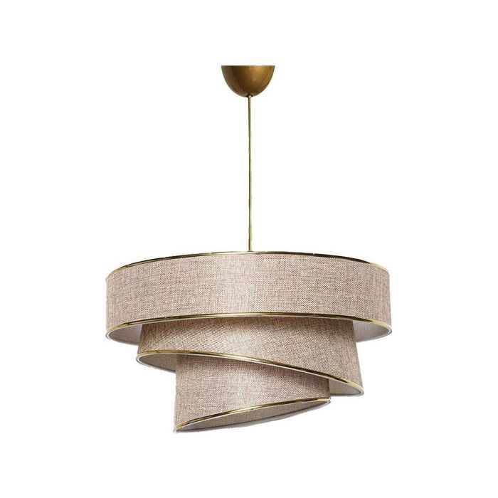 Suspension 3 cylindres biscornus Inconditus Ø40cm Cotton Beige et Métal Or