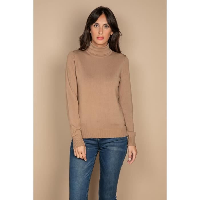 DEELUXE Pull fin à col roulé BASIC Light Camel