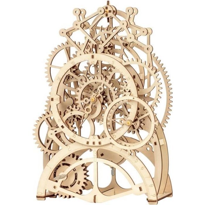 ROKR 3D Puzzle en bois - Kit de construction d'horloge de bâtiment - Bâtiment à modélisation mécanique(L'horloge à pendule)