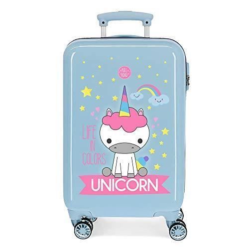 Roll Road Little Me Valise Trolley Cabine Bleu 37x55x20 cms Rigide ABS Serrure à combinaison 32L 2,5Kgs 4 roues doubles Bagage à