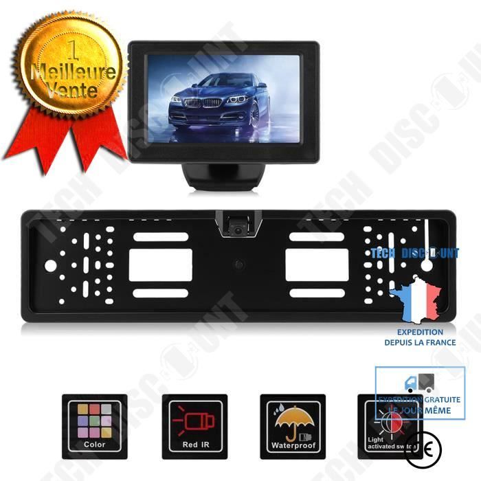 TD® Caméra de Recul Sans Fil 170° Etanche Vision Nocturne cadre de plaque d'immatriculation +4.3\