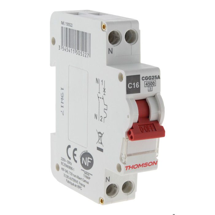 THOMSON Disjoncteur à vis PH+N - 16A NF - Pouvoir de coupure 4.5KA