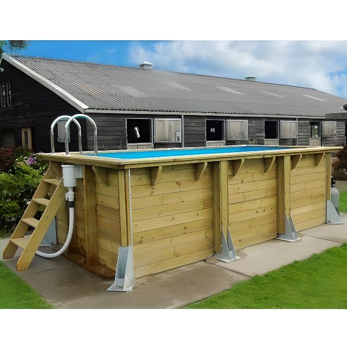 UBBINK Piscine bois Urban Pool 250x450 H140cm - Liner Bleu – Hors sol, Semi enterrée ou enterrée - Garantie 15 ans