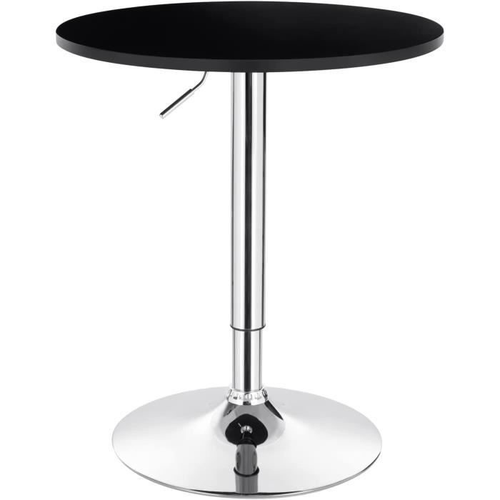 WOLTU WOLTU 1 X Table de bar en MDF avec pied, Table ronde, Hauteur réglable,Noir