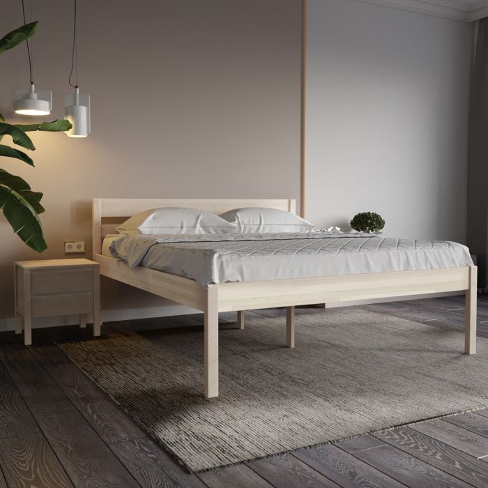 lit 180x200 cm en bois huilé - cadre de lit haut triin scandi style sans lattes - bois de bouleau stratifié - supporte 350 kg