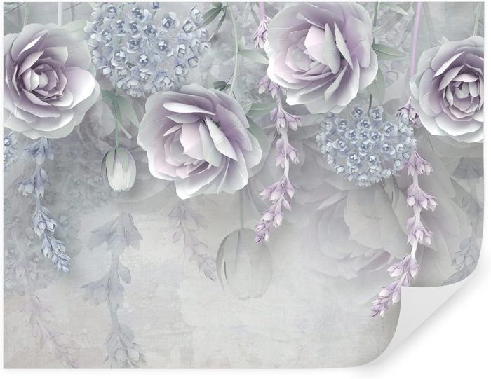 Papier Peint Panoramique 3D Élégantes Fleurs Papillon Bleu Clair Moderne Papier Peint Soie Décoration Murale 400x280cm - Bricolage