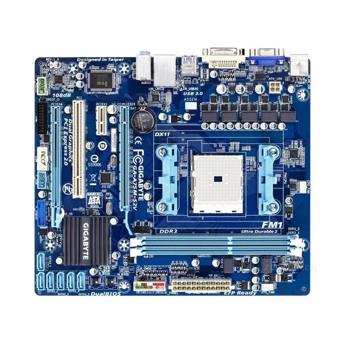 Carte mère GIGABYTE GA-A75M-S2V AMD A75 Socket FM1 2xDDR3 SDRAM 64GB Micro ATX - Gigabyte