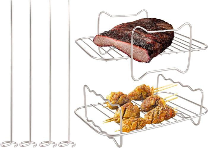 Grille Verticale Pour Friteuse à Air Et Four – En Acier Inoxydable Antiadhésif, 16,5x9,5 Cm | Pour Brochettes, Viandes, Légumes - 8