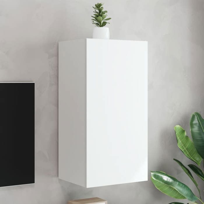 *NEW Meuble HiFi - Classique - Armoire TV murale avec éclairage LED blanc 405x35x80 cm 25073