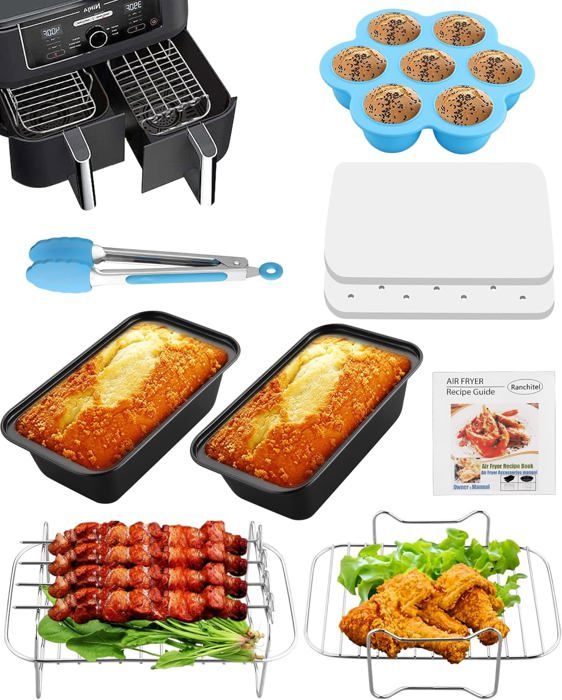 Grille De Cuisson Pour Airfryer - Support à 3 Niveaux En Acier Inox 304, Idéal Pour Frites, Légumes, Viandes