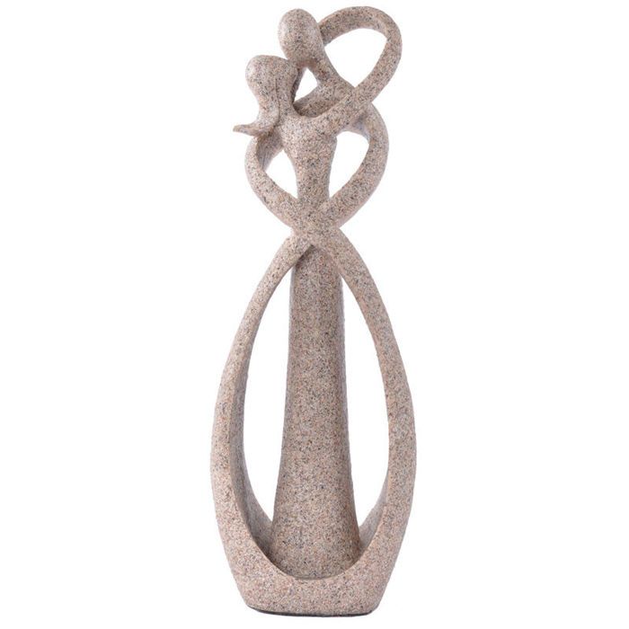 Statue de couple - PZCC - 23 cm - Résine - Beige - Cadeau Saint‑Valentin