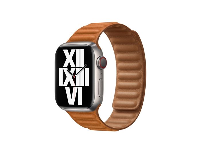 Bracelet - AVIZAR - Apple Watch 42/44/45mm - Cuir synthétique - Maillons magnétiques - Marron