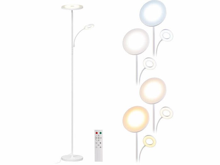 Lampe sur pied - Lunartec - 2800 lm - Télécommandée - Liseuse - Blanc