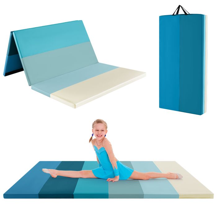 Tapis De Gymnastique Pliable 200x75x3 Cm FANTASK - Polyuréthane, Mousse EPE, Poignée, Pour Yoga, Fitness, Enfants