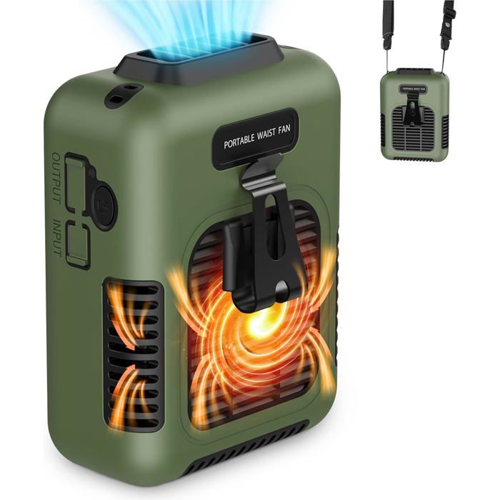 Ventilateur portable - Venti 3en1 8000mAh 25h vert kaki - ceinture/tour de cou - Xvx