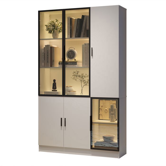 Vitrine en verreVitrine avec éclairage LED bibliothèque multi-rangements pour collections cadre en aluminium 120 x 35 x 200 cm