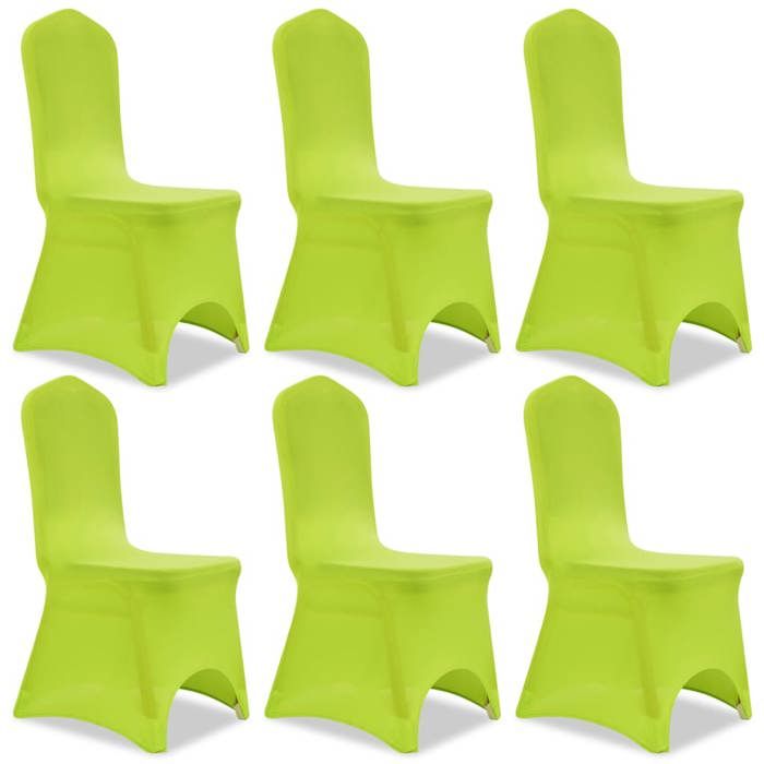 Housse de chaise extensible - vidaXL - 6 pcs - Vert - Lavable - Polyester/Élasthanne