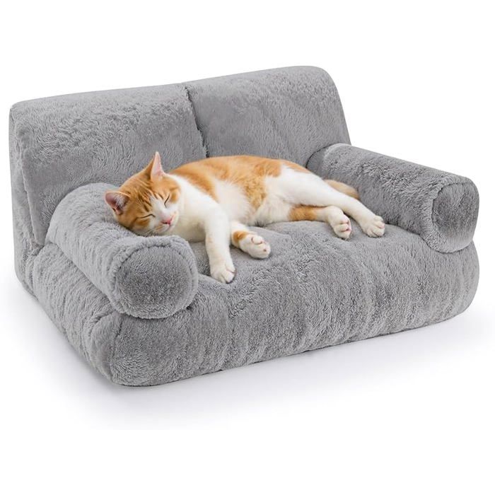Meilleurs prix pour Canapé lit pour chat grande taille avec 10% de mousse en plus lit orthopédique douillet avec bords relevés housse grise CORBEILLE