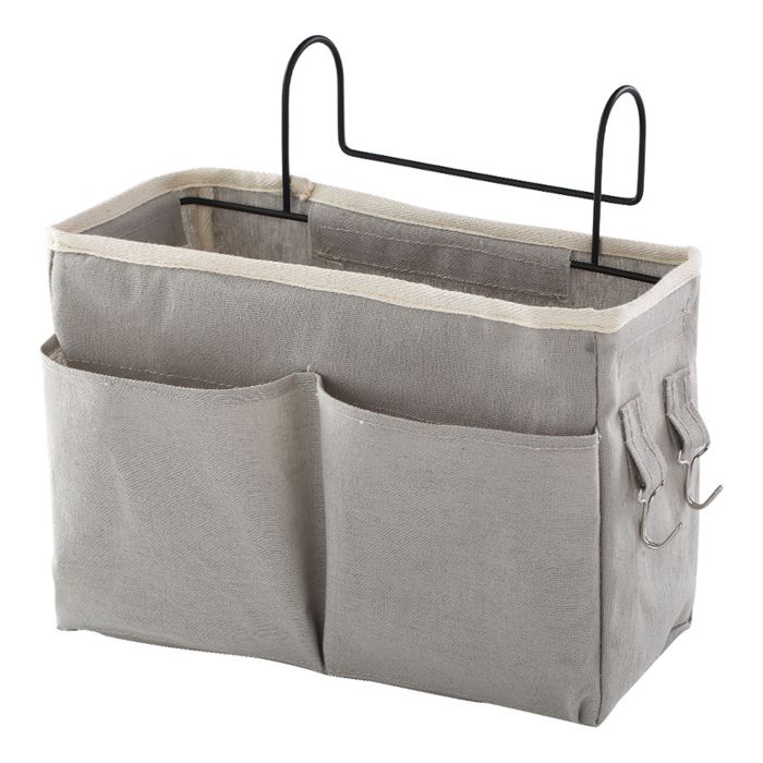 1 pochette de rangement de chevet / Sac de rangement suspendu pour tête de lit (gris/blanc/rose/bleu foncé).