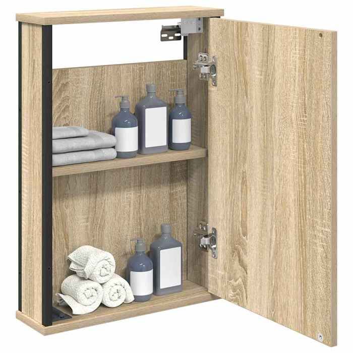 ABBO-SALE*Meuble WC Décoratif JILLS - Armoire miroir de Salle de Bain - Marron 42 x 12 x 60cm SOL624928