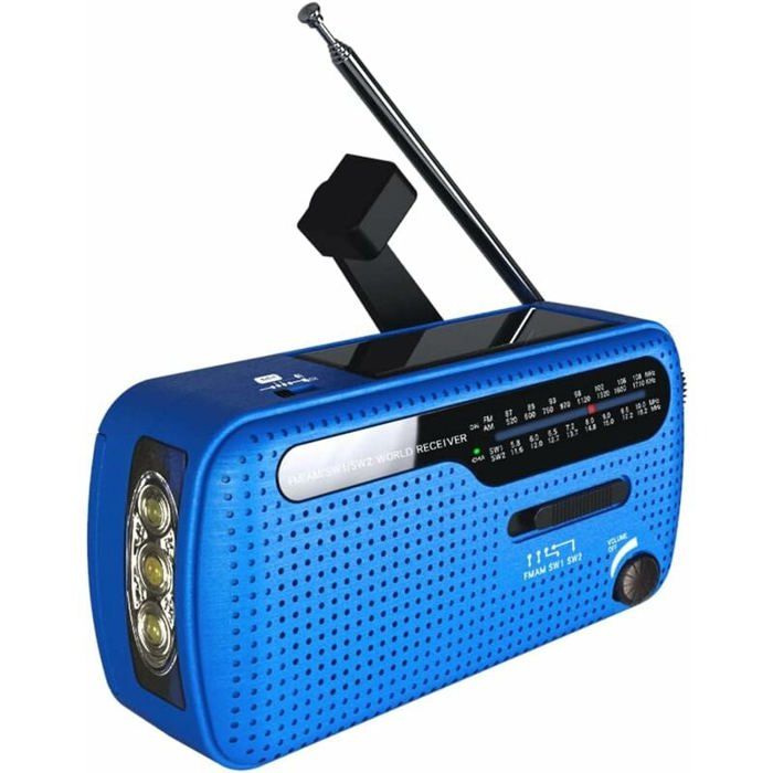 Radio Portable Durgence Mich Fmamsw Manivelle Panneau 