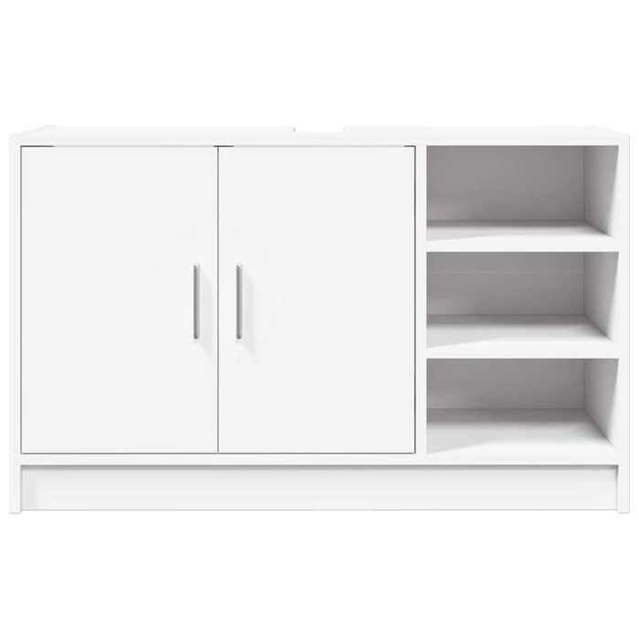 Armoire de salle de bain - WIENS - 90x29x55 cm - Blanc - Bois dingénierie - Grand espace de rangement