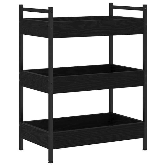 Soldes Printemps Chariot de cuisine - BURKE - Desserte cuisine - Chêne noir 50x30x70 cm Bois dingénierie DD258