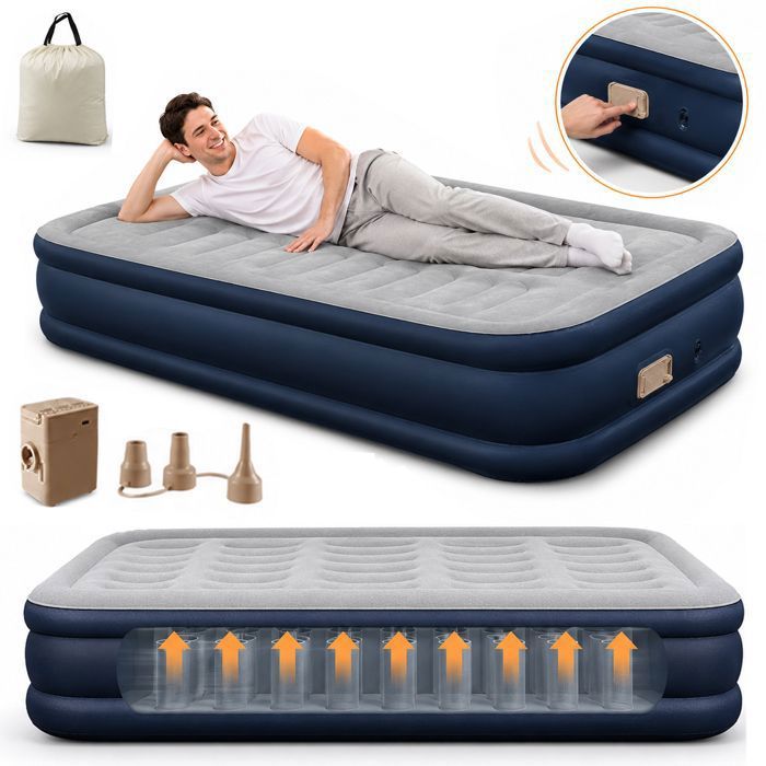 Matelas Gonflable - 1 Personne - 190*100*40cm - Pompe Électrique Intégrée - USB C Charge-Lit gonflable