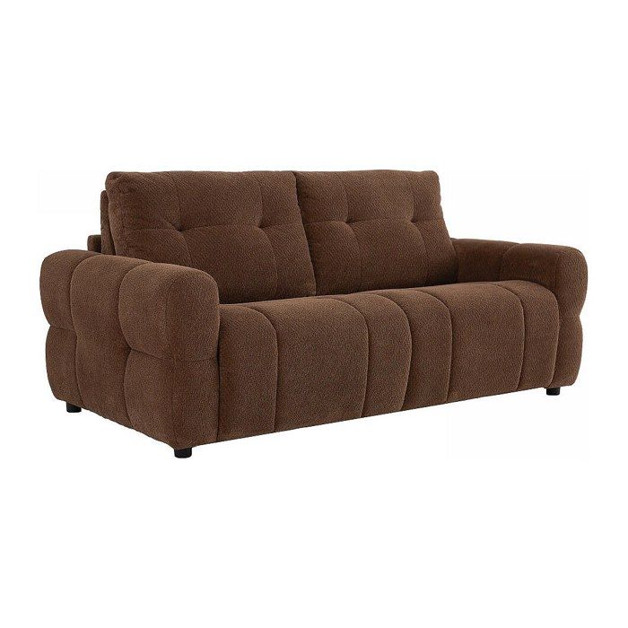 Canapé 3 places convertible express en tissu chenille marron - Couchage 140 cm ECORIA