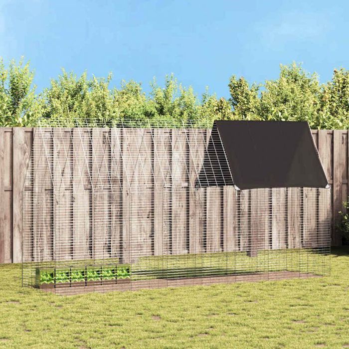 VIDAXL Enclos pour lapins en acier galvanisé 400 x 100 x 210 cm argenté - chenil extérieur