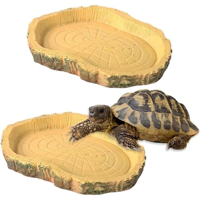 2 Pièces Gamelle Tortue Terrestre Abreuvoir Tortue Terrestre Bols à Eau pour Reptiles Abreuvoir Tortue Terrestre Convient Aux
