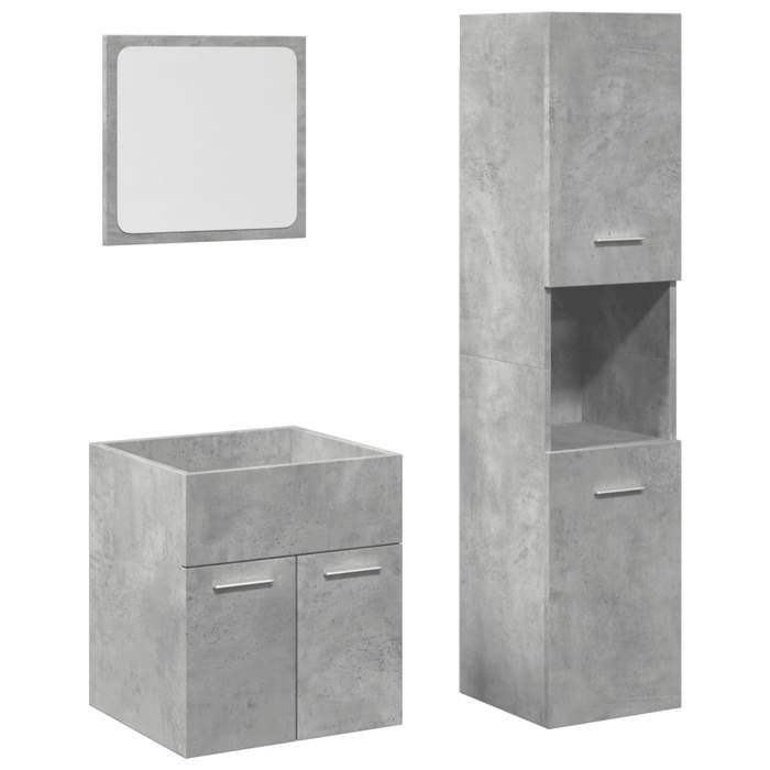Gris Mobilier de bains - Ensemble de meubles de salle de bain 3 pcs - gris béton m1818