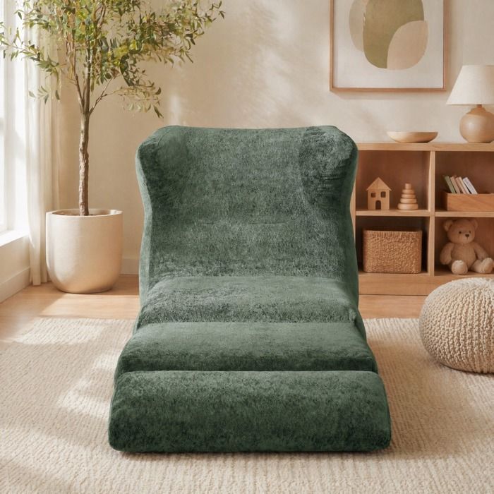 Fauteuil lounge modulable en mousse et tissu avec accoudoirs dossier haut vert - UVRION
