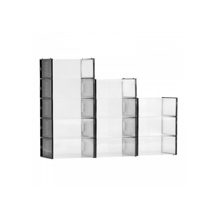 Boîtes à Chaussures Empilables Lot de 12PCs Rangement Chaussures jusqu’à la Pointure US 11 Organisateur Modulaire en Plastique