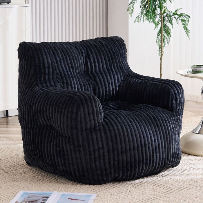 NuvlaGu - Fauteuil pouf - 1 place - Fauteuil lounge - Confortable et moelleux - 100x94x70 cm - Noir