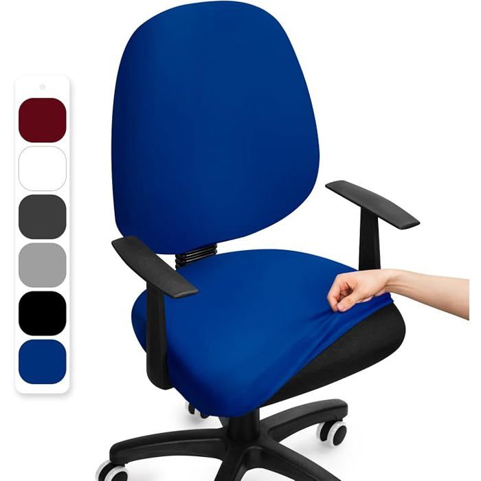 Housse de Chaise de Bureau Housse de Fauteuil de Bureau Extensible Split Housse pour Chaise de Bureau Paquet de 1 Ft-bleu