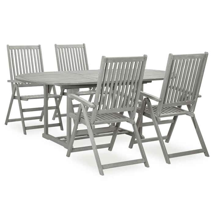 Maison Exclusive - Ensemble de salle à manger de jardin 5 pièces (150-200) x 100 cm en bois dacacia massif gris