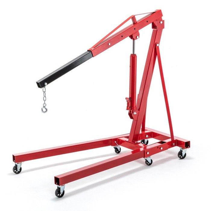 Grue dAtelier Hydraulique 2T Chèvre de Levage Pliante Flèche Télescopique 4 Niveaux 30-230cm Roues 360° Capacité Max 2000kg