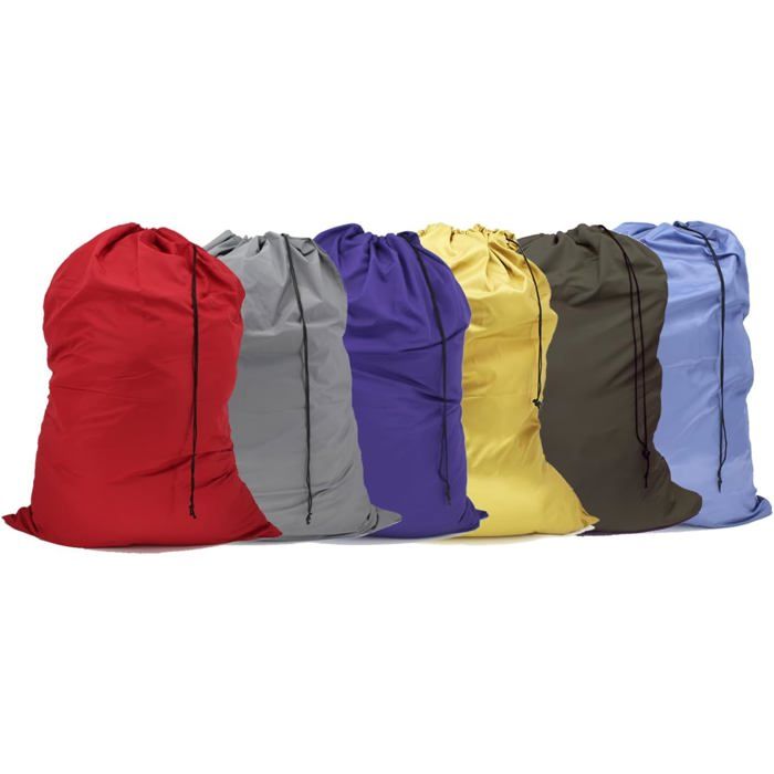 Lot de 6 sacs à linge grande capacité fermeture à cordon 76 x 102 cm sacs de voyage multicolores