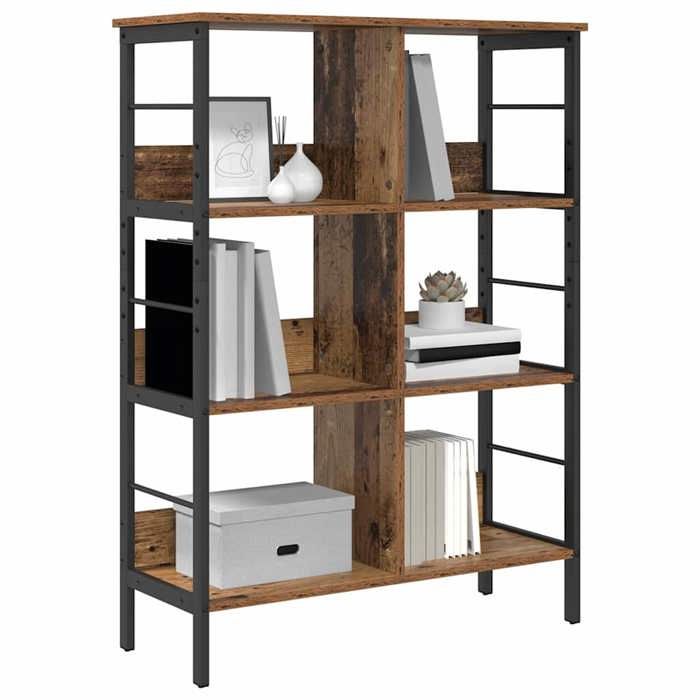 Meuble Étagère - Marron - Étagère de rangement - Bois Ancien 82x32x112 cm Bois dingénierie B5282