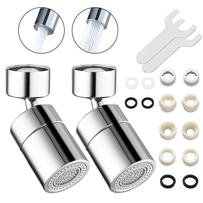 2 Pcs Embout Robinet Cuisine 360°Pivotant Aérateurs de Robinet Mousseur Robinet avec 2 Modes M22/M24 Eco ROBINETTERIE DE CUISINE