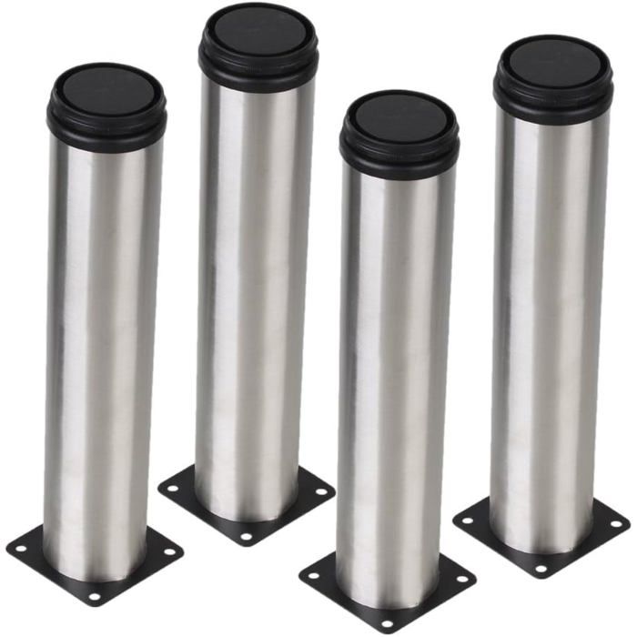 Lot de 4 pieds réglables en acier inoxydable Argenté 50 x 250 mm