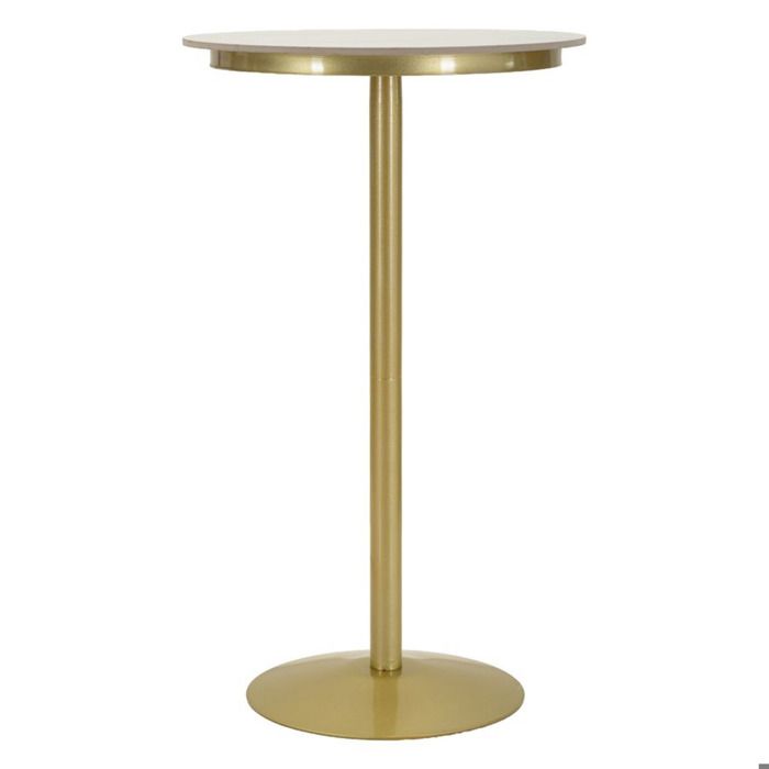 Table haute de bar Simply avec structure en métal doré et plateau blanc - Réf. VK8681847480860