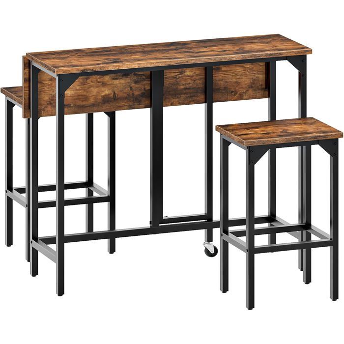 Ensemble Table de Bar et Tabourets Table Haute Pliable 100 cm avec Tabouret Mange-debout Style Industriel pour Salle