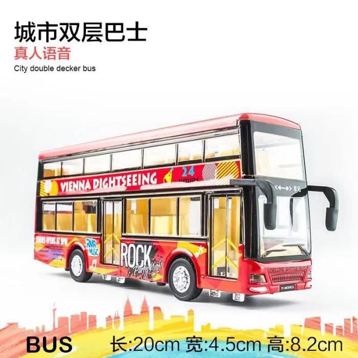 Bus Jouet Enfant Alliage Double Section - Voiture Retour Automatique 18.5cm Cadeau Garçon Fille