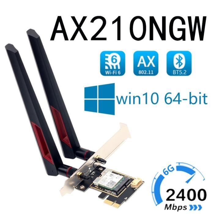 Carte Réseau WiFi 6E AX210 5374M - Triple Bande Gigabit, Bluetooth 5.3, Mini PCIe Pour Ordinateur Portable