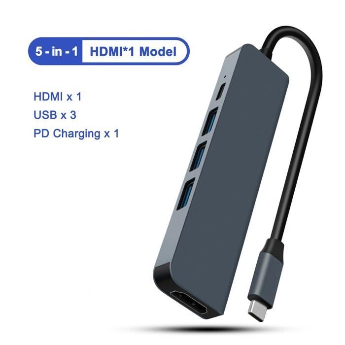 Acer Hub USB-C 5-en-1 – HDMI 4K + PD 100W + USB 5Gbps – Compatible MacBook, IPhone 16, Galaxy S24