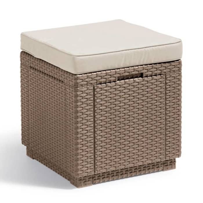 Table Coffre Avec Coussin En Imitation Resine Tressee Allibert