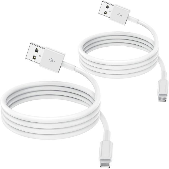 2 Pack] 0.3m Câble Chargeur iPhone certifiés MFi Apple, Cordon de câble  Apple Lightning vers USB 1 mètres [351] - Cdiscount Téléphonie