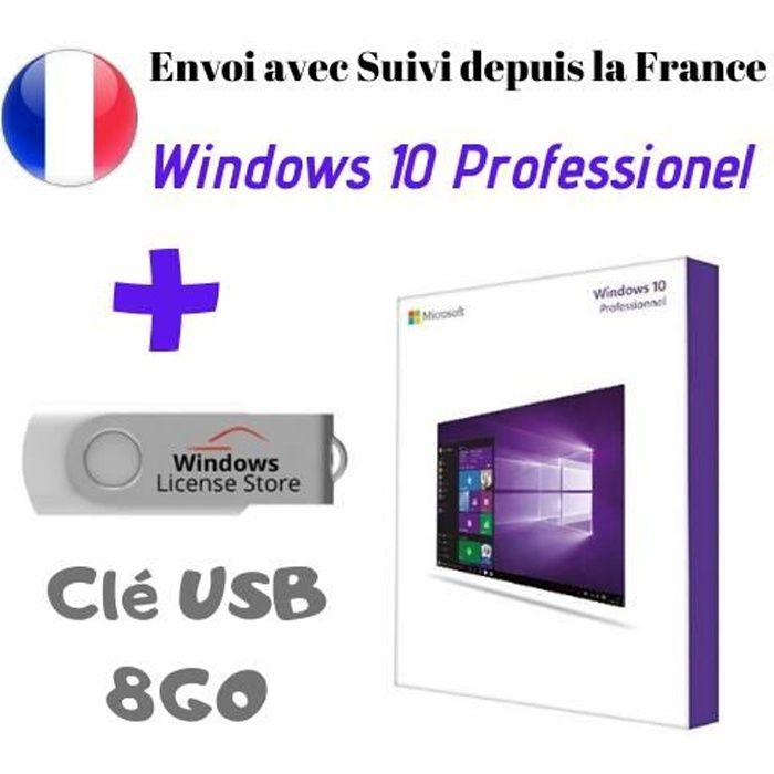 Microsoft Windows 10 Home 32/64 bits - Version clé USB - Windows Microsoft  sur